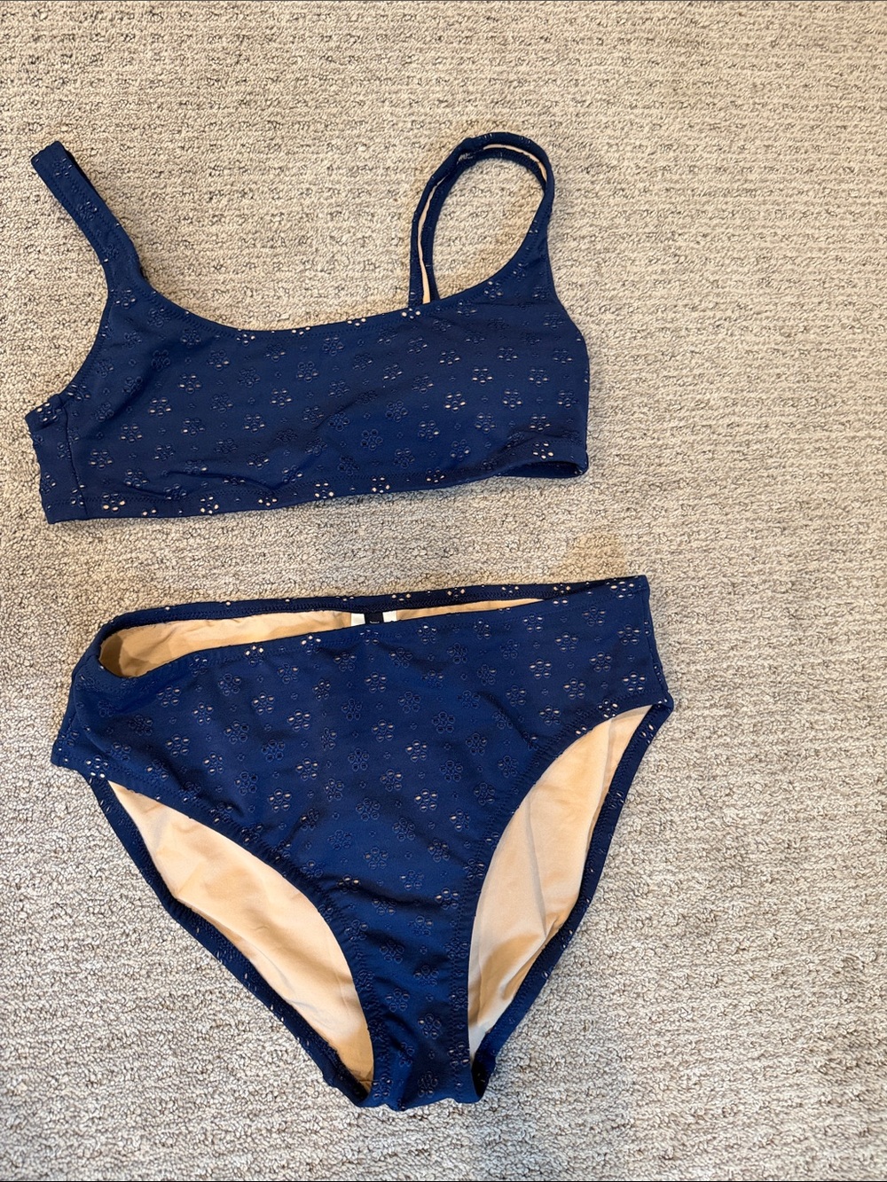 J. Crew Navy Eyelet Girls Two-Piece Swim Set